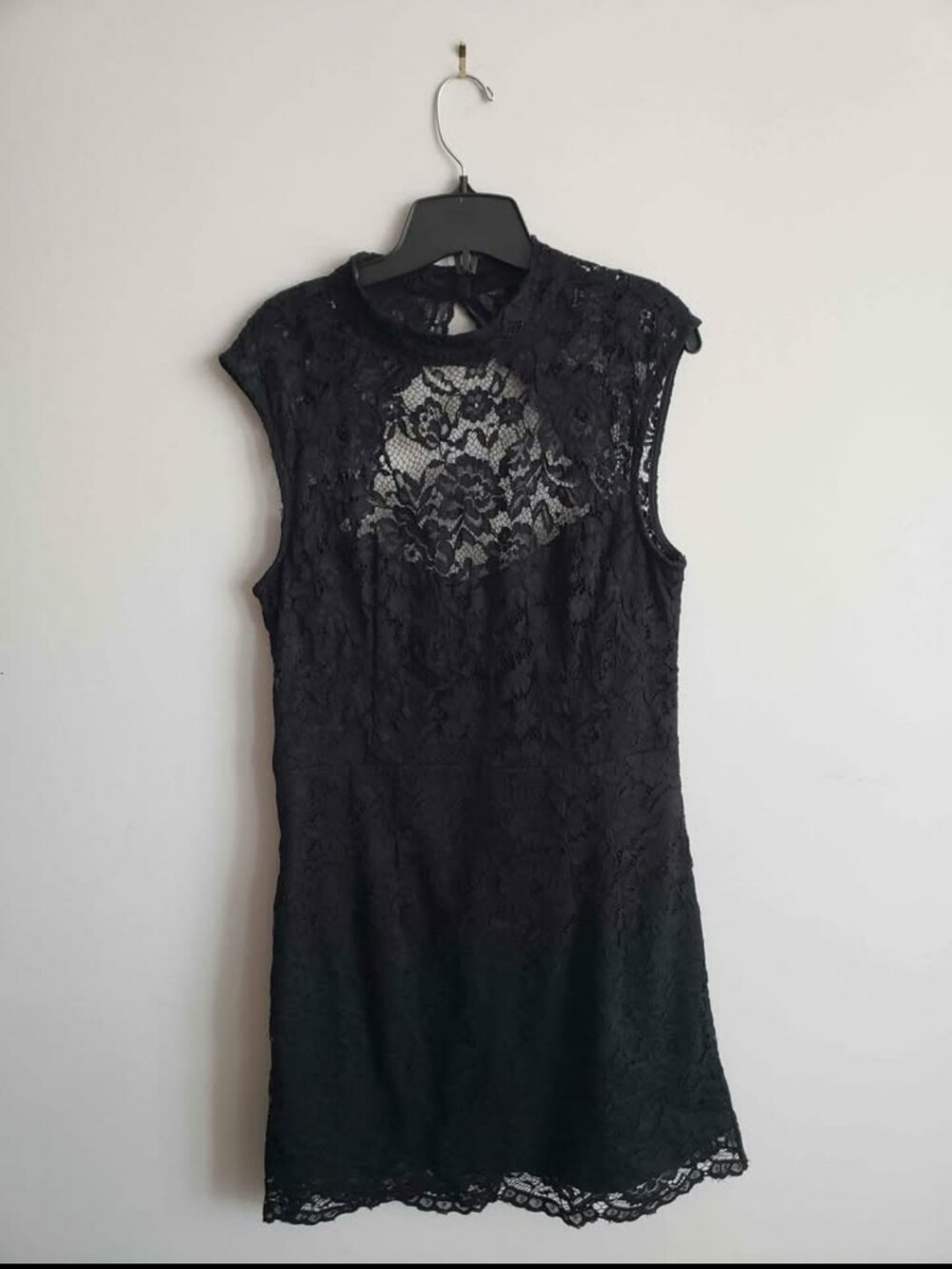 le chateau Black Lace High-Neck Mini Dress